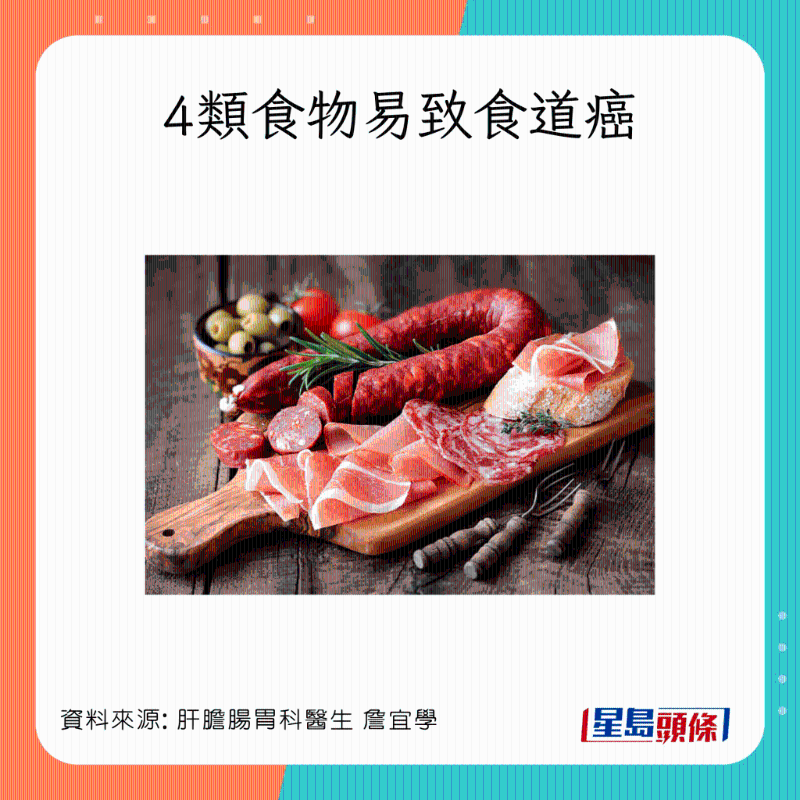 4类食物易致食道癌：腌制或加工食物
