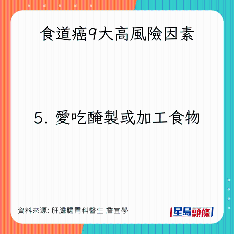 食道癌9大高风险因素：爱吃腌制或加工食物
