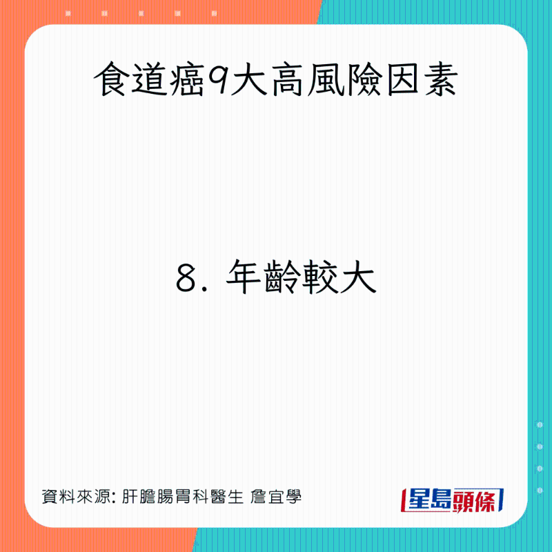 食道癌9大高风险因素：年龄较大