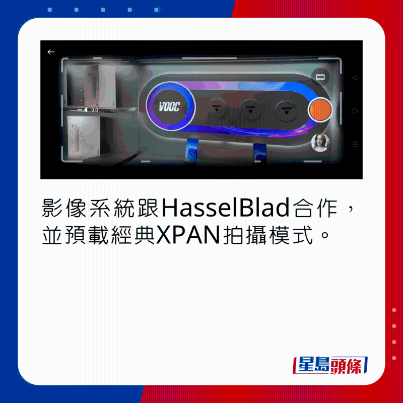影像系统跟HasselBlad合作,并预载经典XPAN拍摄模式。