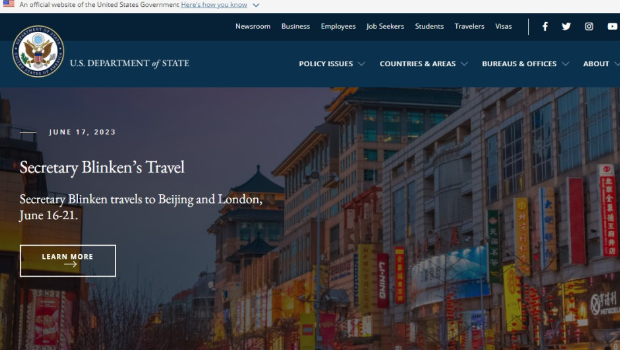 美国国务院网站首页背景图片更换为中国街景 美国国务院网站首页背景图片更换为中国街景