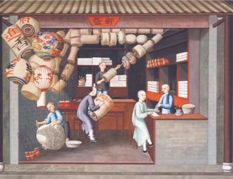 清代画作里的灯笼店 清代画作里的灯笼店