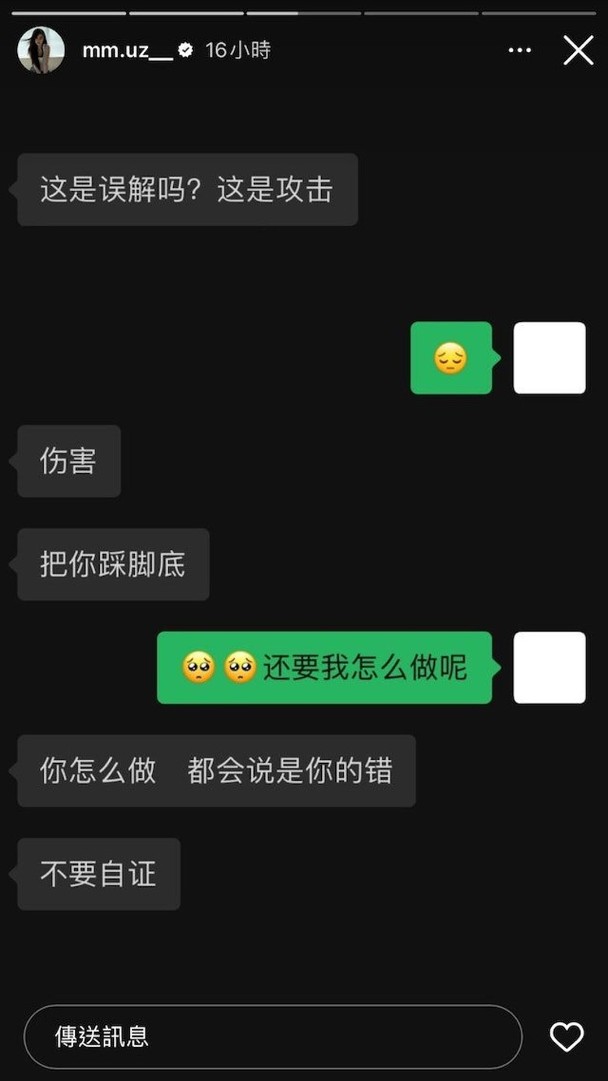 陈怡名昨日(13日)显示与一个朋友对话的截图。 陈怡名昨日(13日)显示与一个朋友对话的截图。