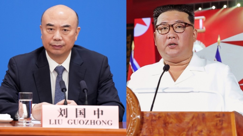 金正恩在平壤会见刘国中，就中朝关系和两国具体领域交流合作深入交换意见。