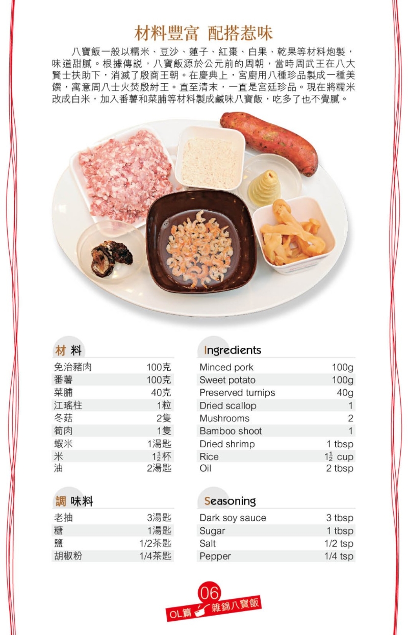 免治猪肉加腌料拌匀,将菜脯、干瑶柱、冬菇及虾米浸软及切幼粒 免治猪肉加腌料拌匀,将菜脯、干瑶柱、冬菇及虾米浸软及切幼粒