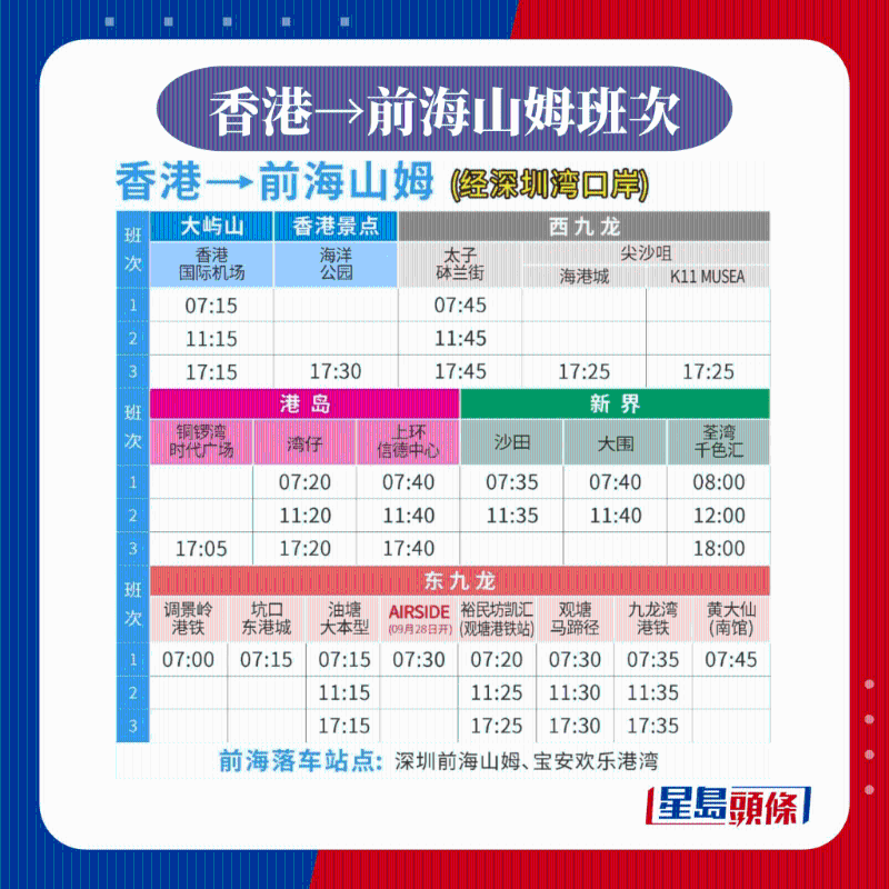 香港→前海山姆班次 香港→前海山姆班次