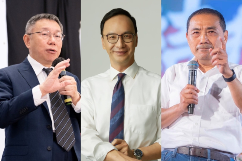 柯文哲（左）、朱立伦（中）、侯友宜（右）三者31日深夜展开闭门会谈。