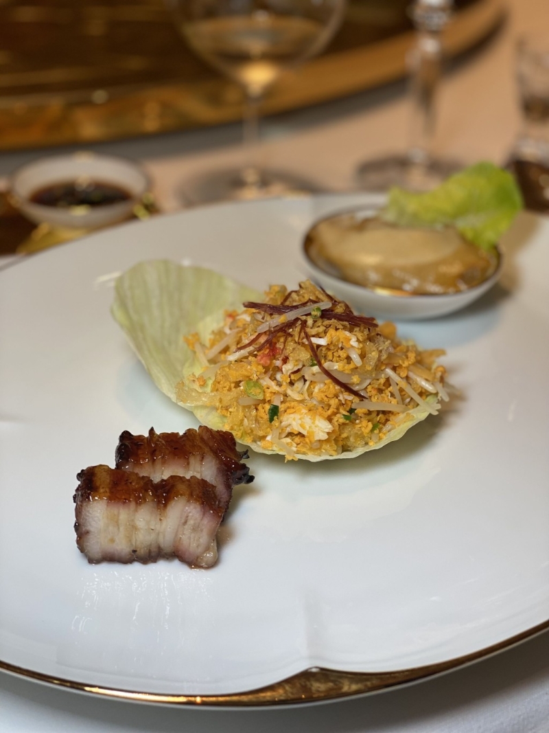 广府风味前菜:蜜豉烧腩叉、桂花 鳝肚、花雕醉螺片。 广府风味前菜:蜜豉烧腩叉、桂花 鳝肚、花雕醉螺片。