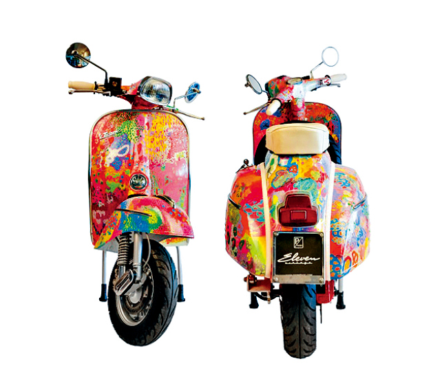 The Art Vespa Project(Electric Vespa Sprint 1968)电单车,是艺术家与Eleven Vintage合作的成品。 The Art Vespa Project(Electric Vespa Sprint 1968)电单车,是艺术家与Eleven Vintage合作的成品。