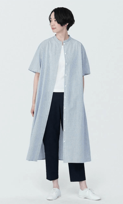 Muji女装有机棉凉感短袖Shirt Dress Muji女装有机棉凉感短袖Shirt Dress