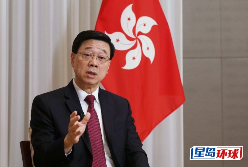 专访特首李家超。 专访特首李家超。