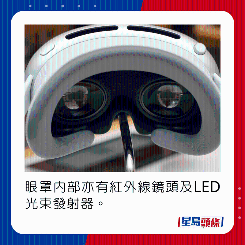 眼罩内部亦有红外线镜头及LED光束发射器。 眼罩内部亦有红外线镜头及LED光束发射器。