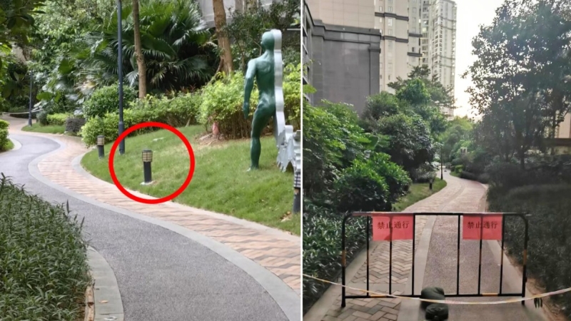 男童触电身亡后,有关方面封锁现场。 男童触电身亡后,有关方面封锁现场。