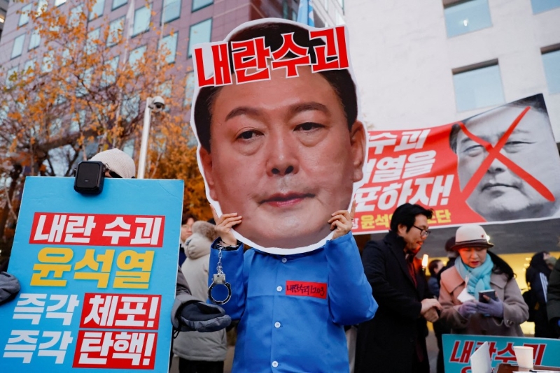 韩国民众不满尹锡悦。 （路透社）