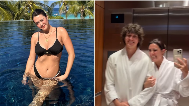 钟丽缇大女小码泳衣压到变形震撼眼球，与男友浸浴亲热好火辣