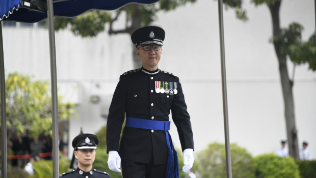 萧泽颐昨日最后一次以“一哥”身份参与警察学院结业会操并担任检阅官。资料图片 萧泽颐昨日最后一次以“一哥”身份参与警察学院结业会操并担任检阅官。资料图片