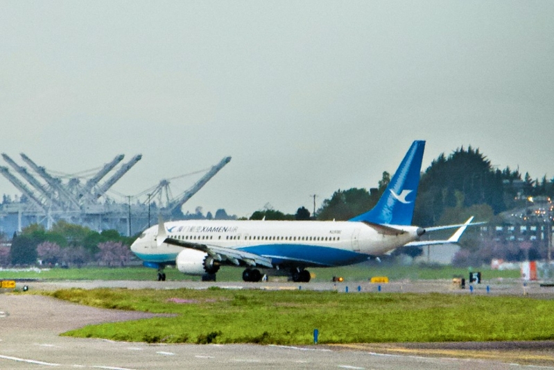 一架原计划交付中国厦门航空的波音737 MAX飞机，之前由中国飞回美国西雅图的波音机场。.jpg