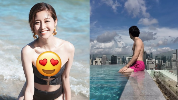 陈自瑶罕有晒丰满上围视觉惊人，TVB一线小生：走过都要看两眼