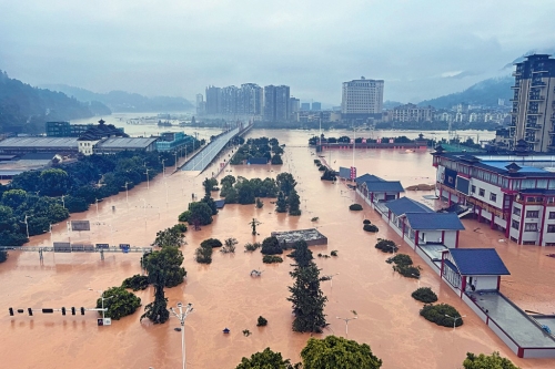 贵州榕江县城水浸严重。
