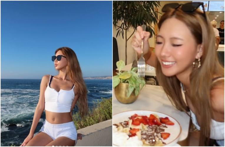 小S大女儿Elly海边大解放，“爆乳露腰”超吸睛