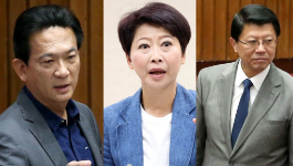 左起为绿委林俊宪、陈亭妃、蓝委谢龙介。