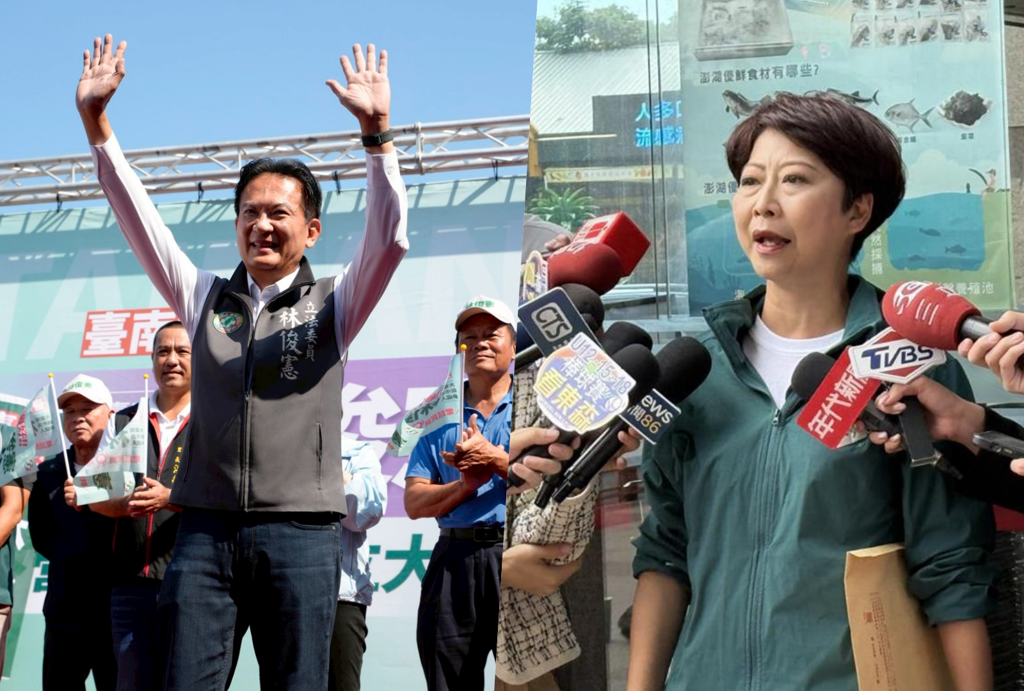 林俊憲(左)日前民調出現純綠支持度超車陳亭妃(右)的趨勢，台南初選白熱化。（合成圖／林俊憲臉書、資料照）